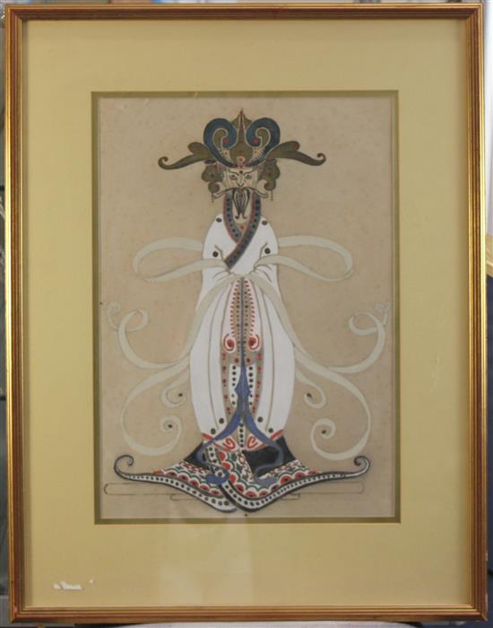 George Barbier (French, 1882-1932) Oriental costumes, Folly Bergere c.1925, 17.5 x 12.5in.